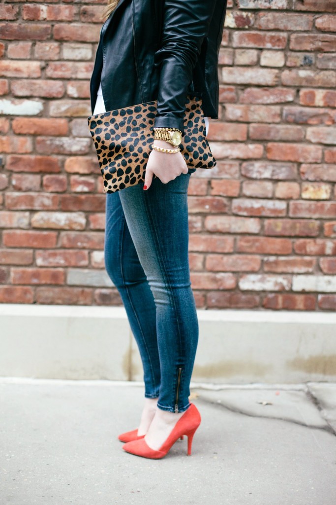 Leopard Clutch + Bright Pumps
