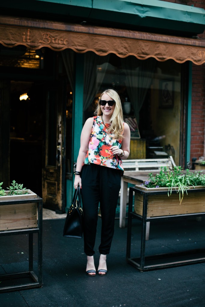 meghan donovan-floral top - silk pants