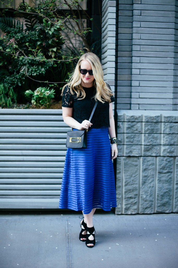 wit & whimsy I blue midi skirt