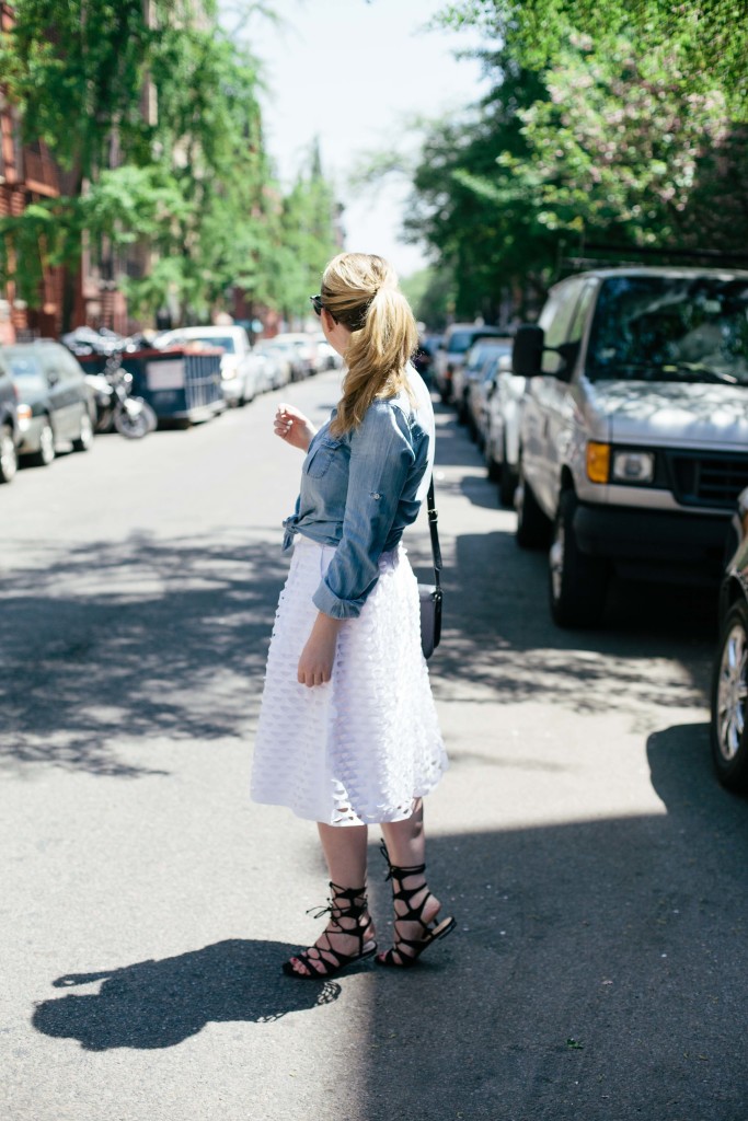 wit & whimsy I laser cut midi + lace up sandals