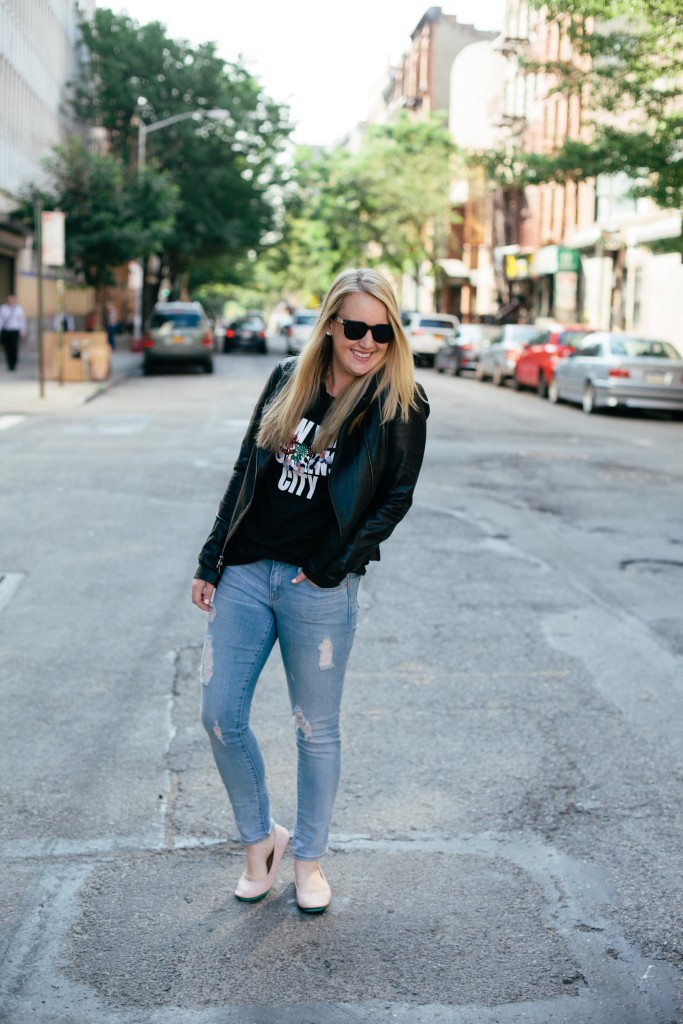 wit & whimsy I gap jeans I vince leather jacket