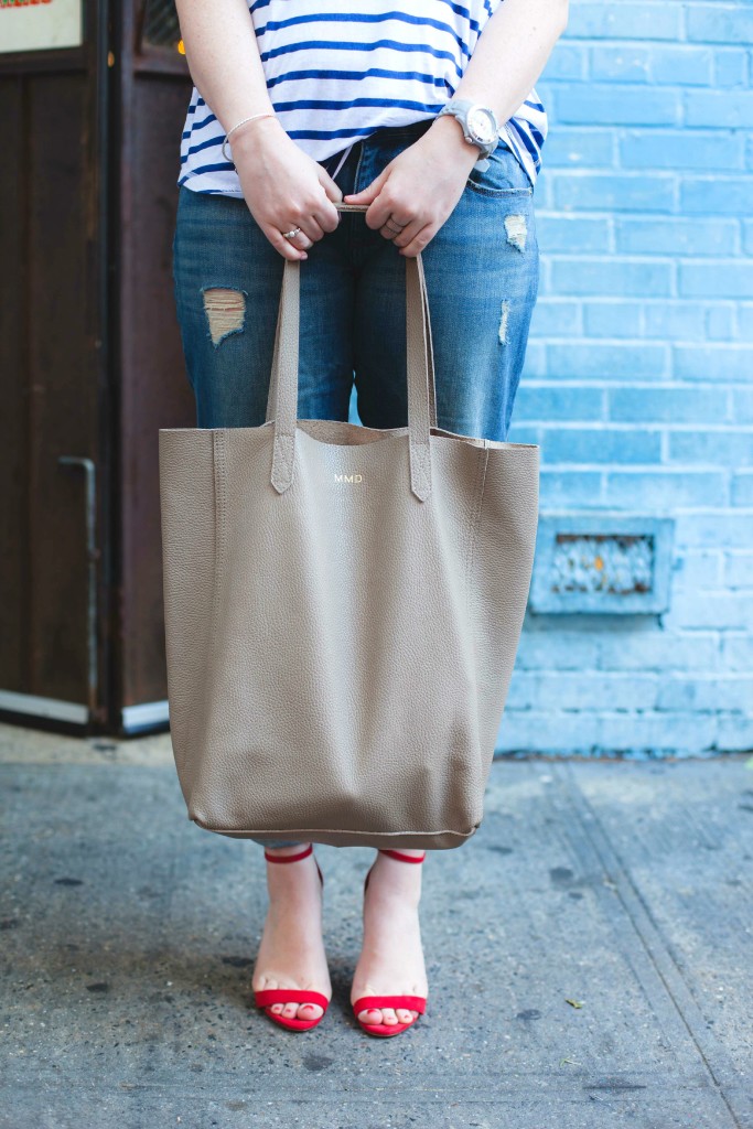 cuyana monogrammed tote I wit & whimsy