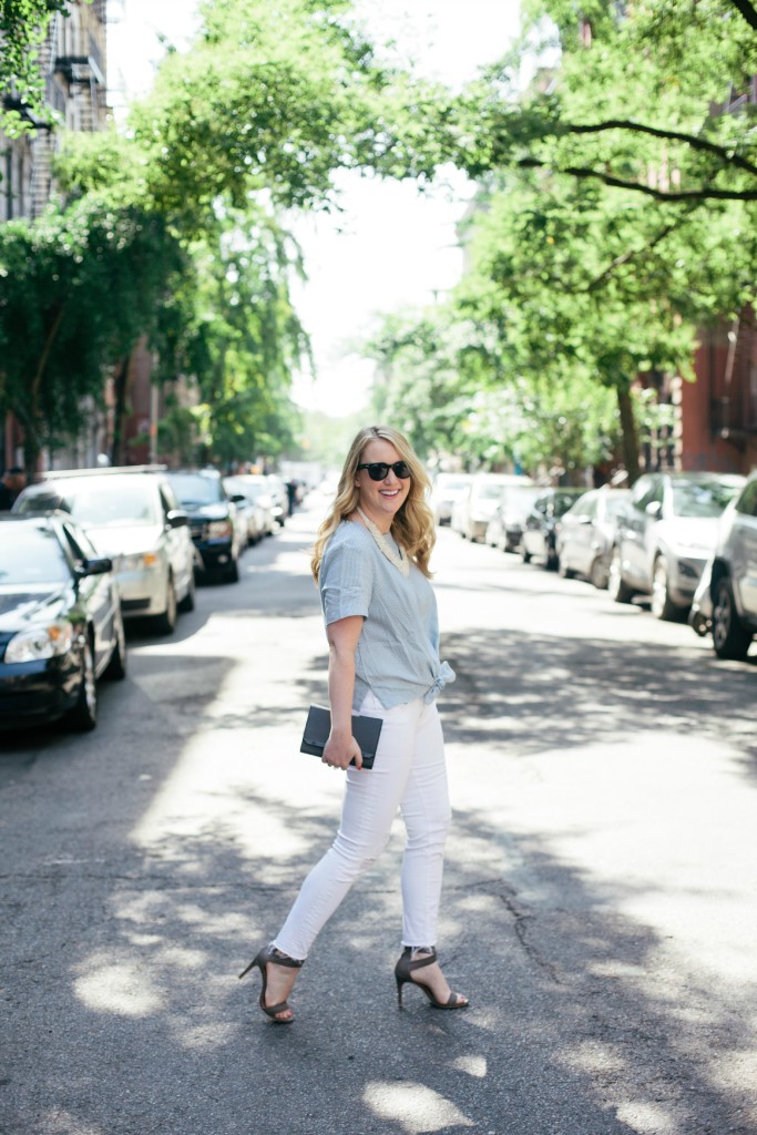 wit & whimsy I stripes and white jeans