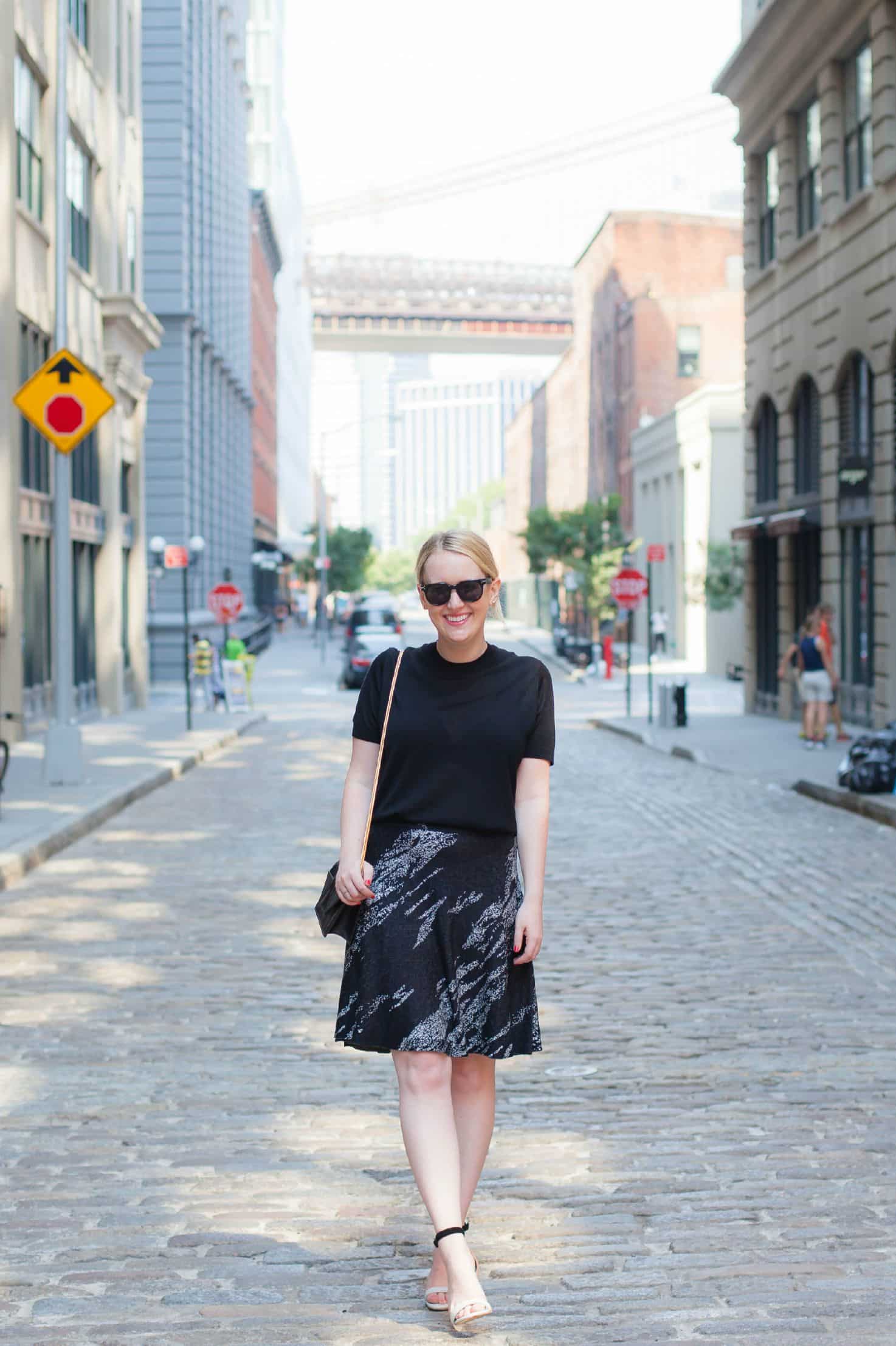 everlane sweater I bcbg skirt I wit & whimsy in DUMBO