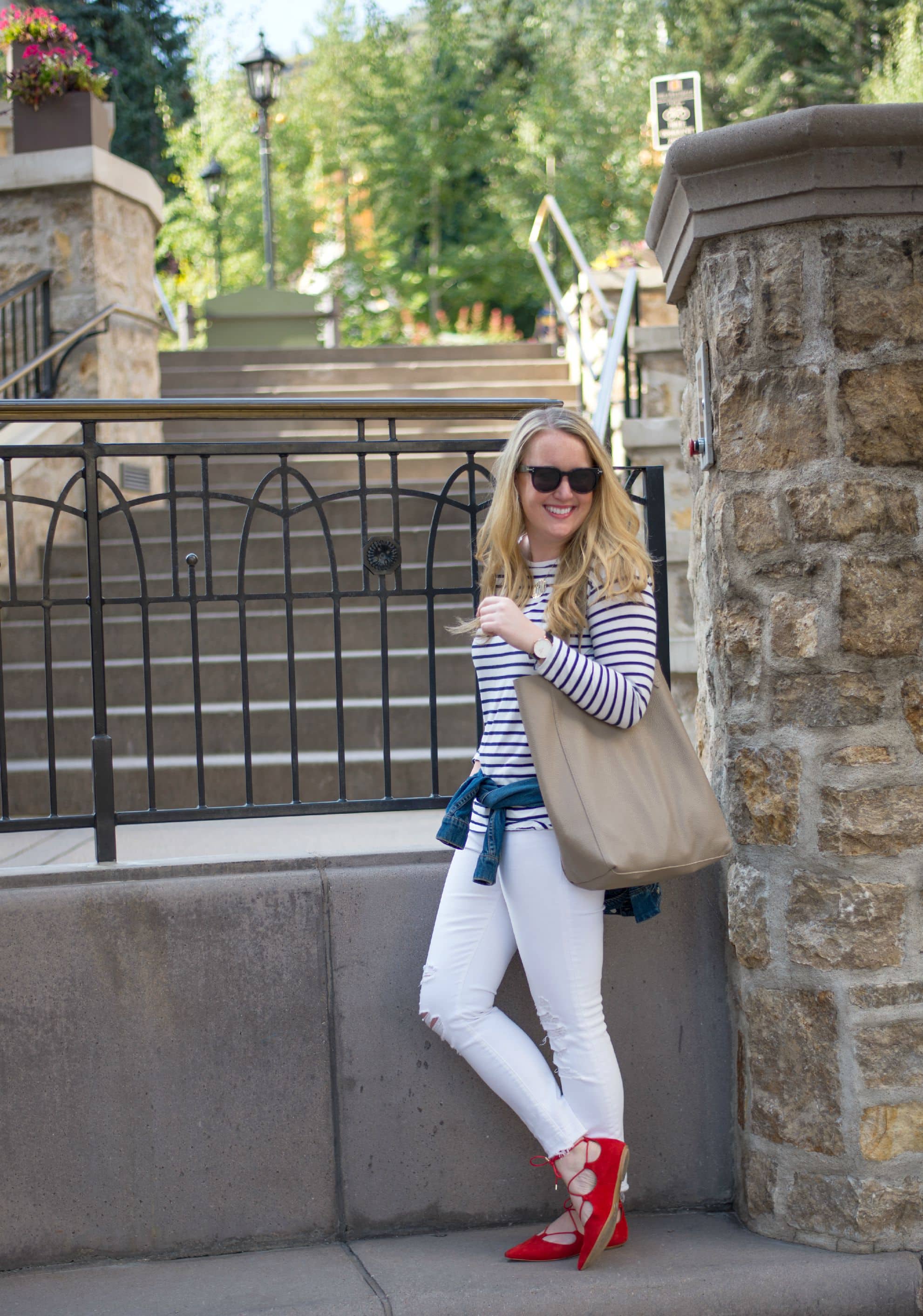 Striped Tee I White Denim I wit & whimsy