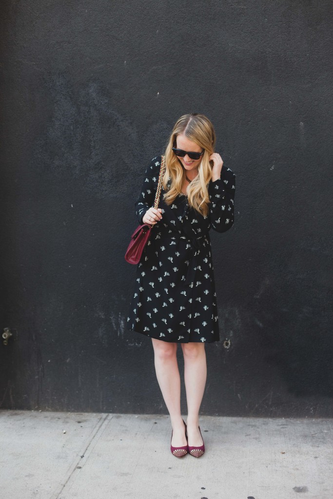 wrap dress and burgundy accessories I wit & whimsy