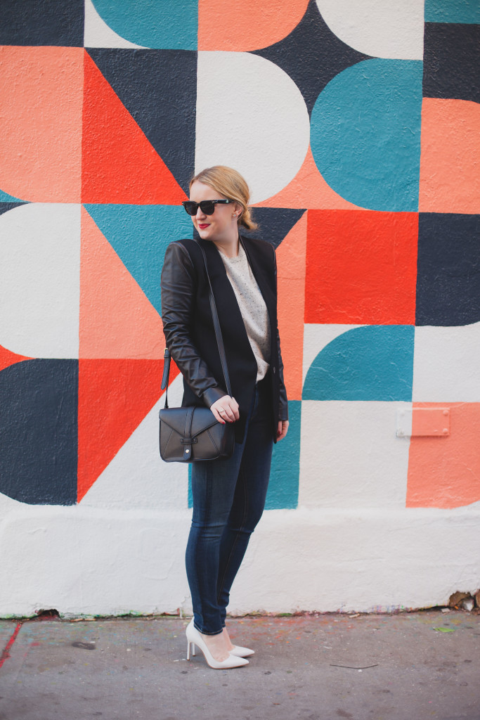 Leather Sleeved Helmut Lang Blazer