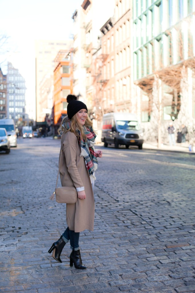 Mango Duster + ASOS Plaid Scarf