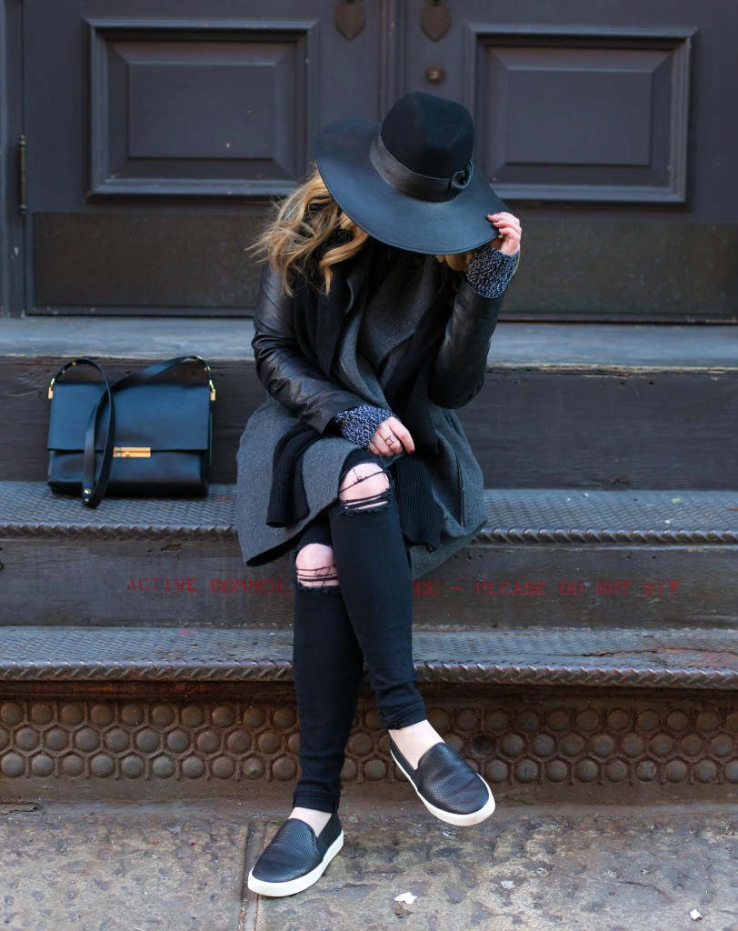 Vince Slide on Sneakers I J Brand Black Distressed Jeans