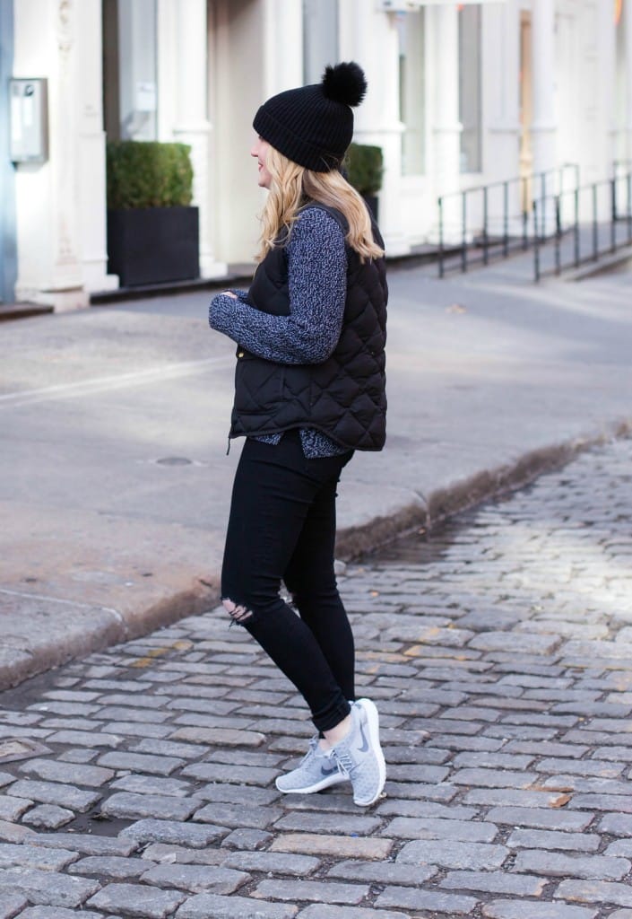 Sweater, Vest & Distressed Denim