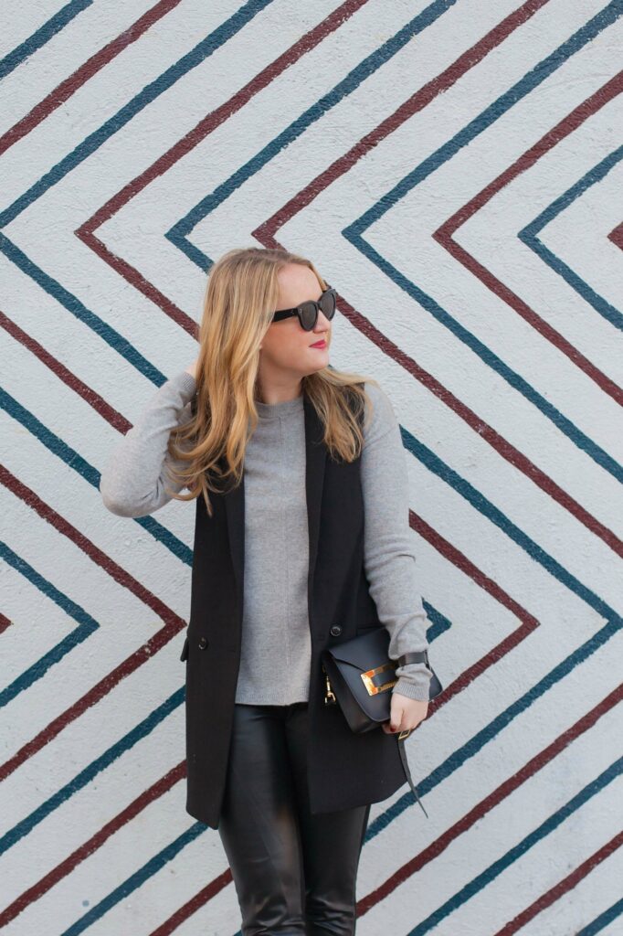 Black Vest I Leather Leggings