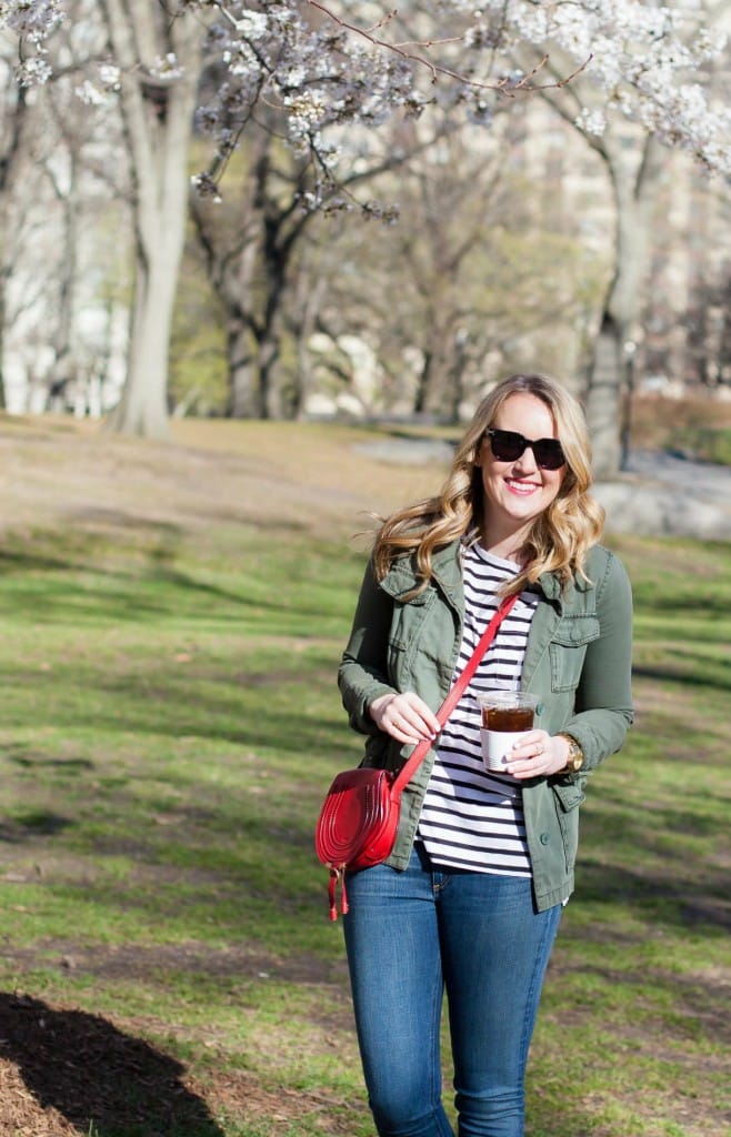 Striped Tee + Military Jacket