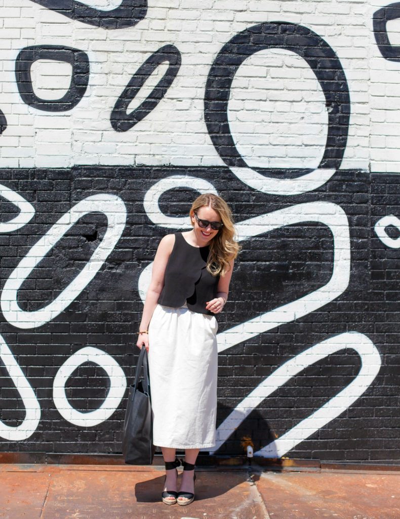 Club Monaco Scalloped Top + Midi Skirt