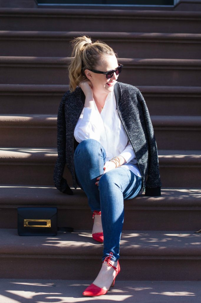 Bomber Jacket + Red Shoes
