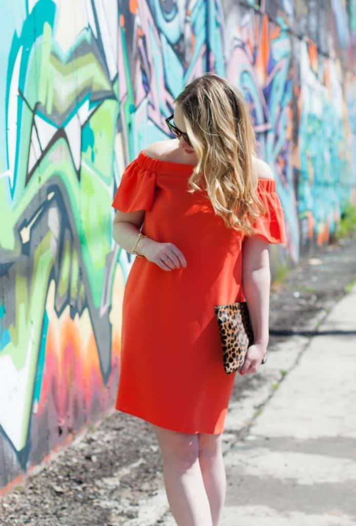 Off the Shoudler Orange Dress @meghandono