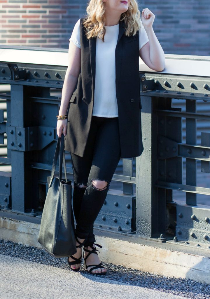Long Vest I Distressed Denim