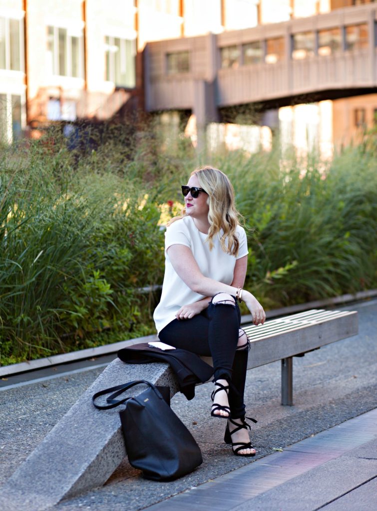 Silk Tee I Distressed Denim