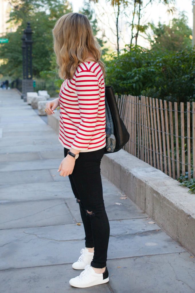 Striped tee and Sneakers