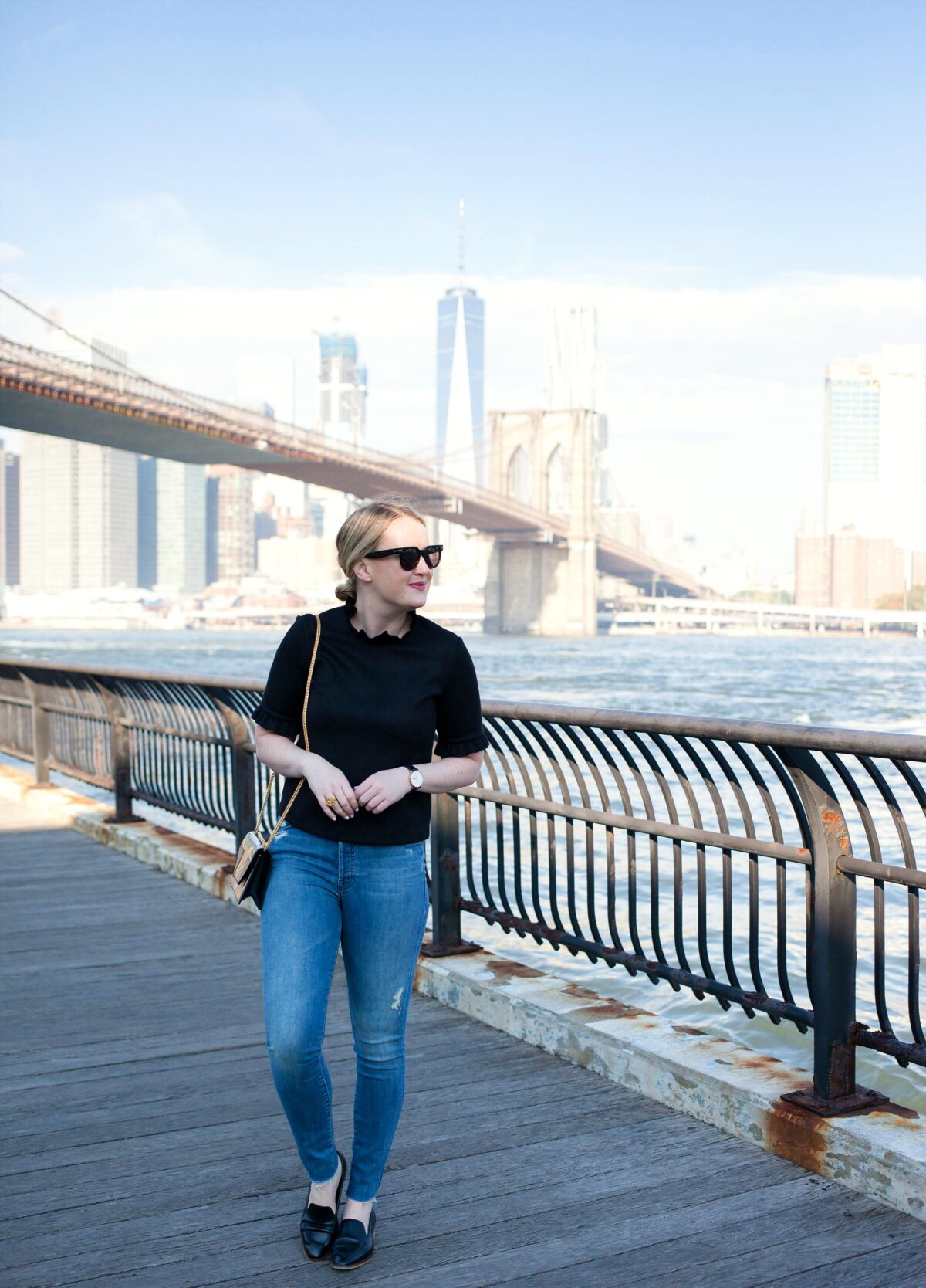 Black Ruffled Top I Loafers @meghandono