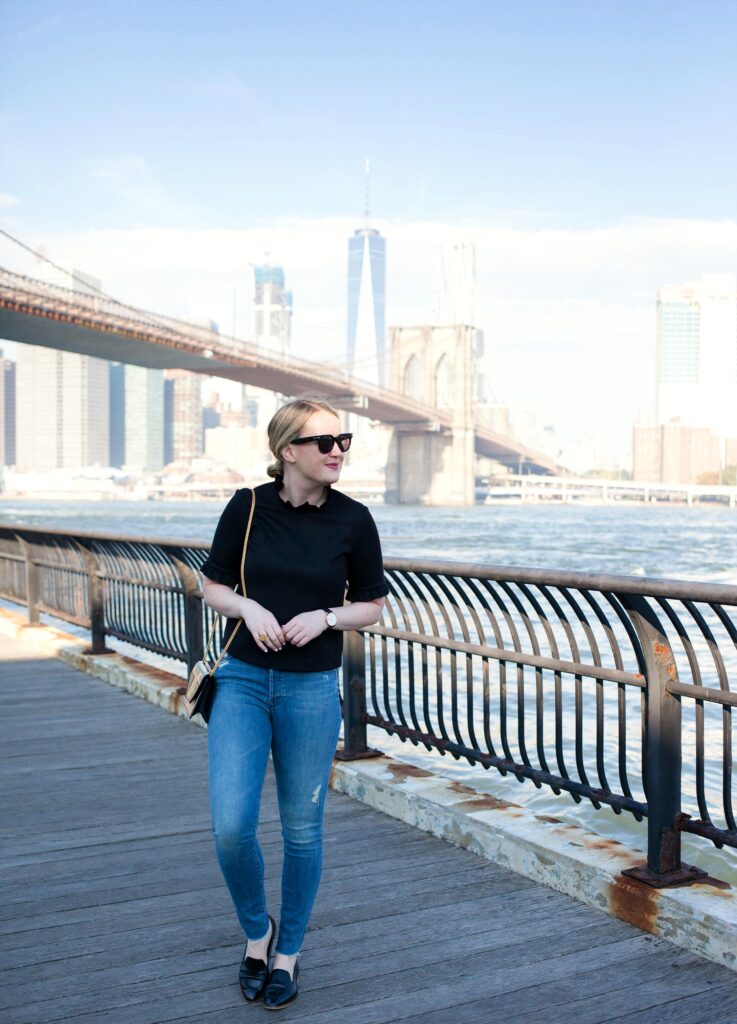 Black Ruffled Top I Loafers @meghandono
