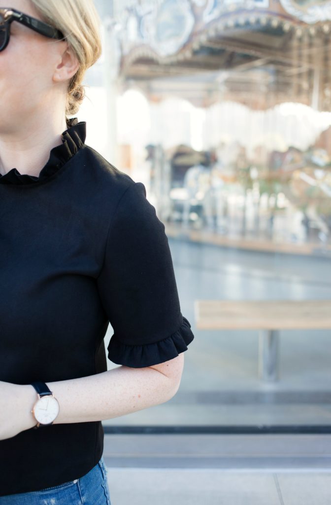 BONDED SUEDE RUFFLE TOP