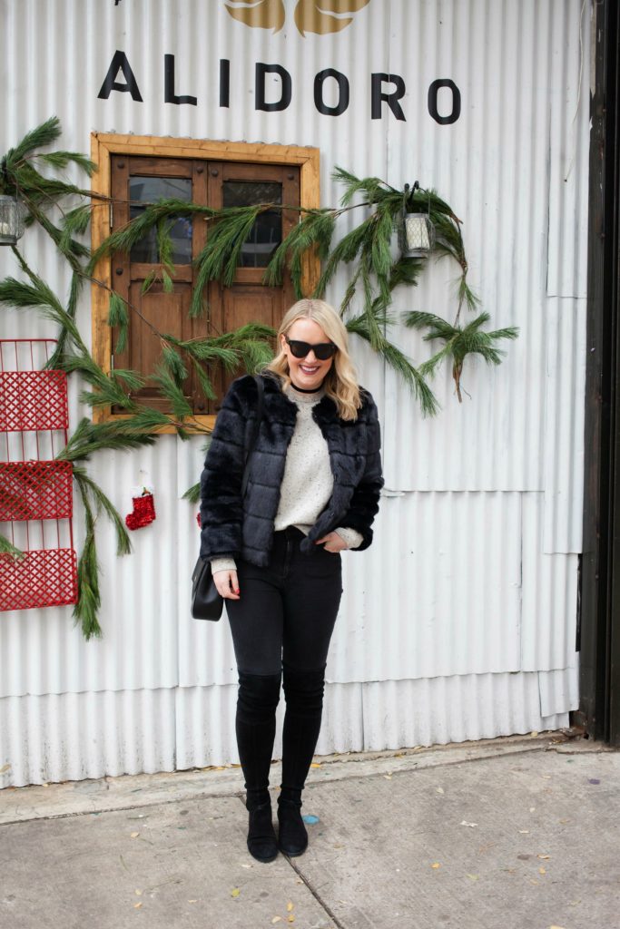 Cozy Winter Outfit in Faux Fur on blogger Meghan Donovan of wit & whimsy