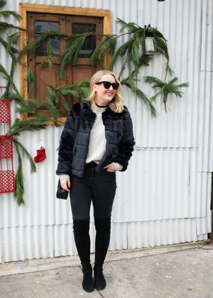 Cozy Winter Outfit in Faux Fur on blogger Meghan Donovan of wit & whimsy