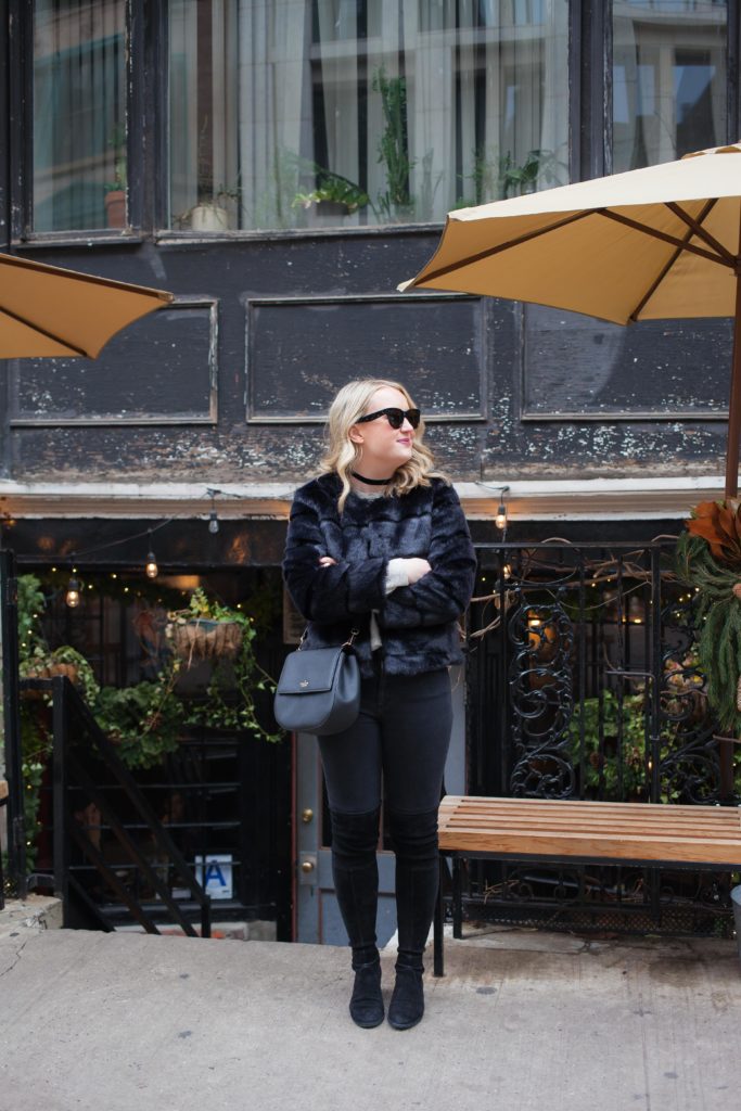 Cozy Winter Outfit in Faux Fur on blogger Meghan Donovan of wit & whimsy