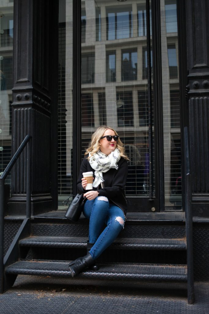 Plaid Scarf and Bomber Jacket