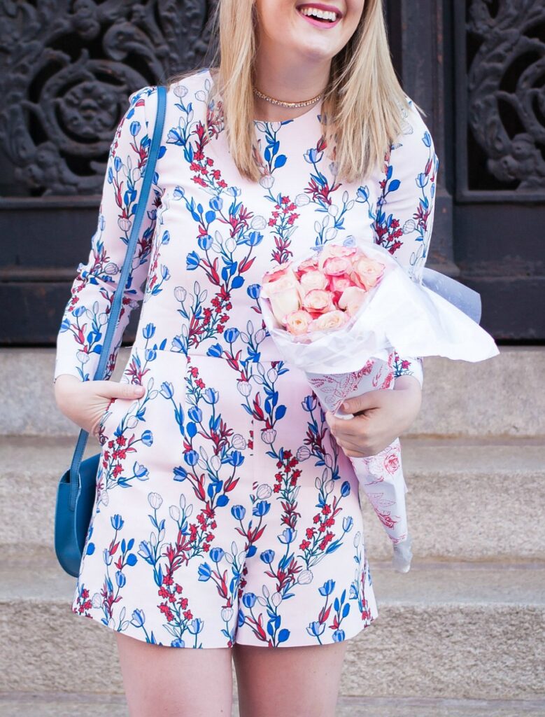 Springtime romper on Meghan Donovan of wit & whimsy