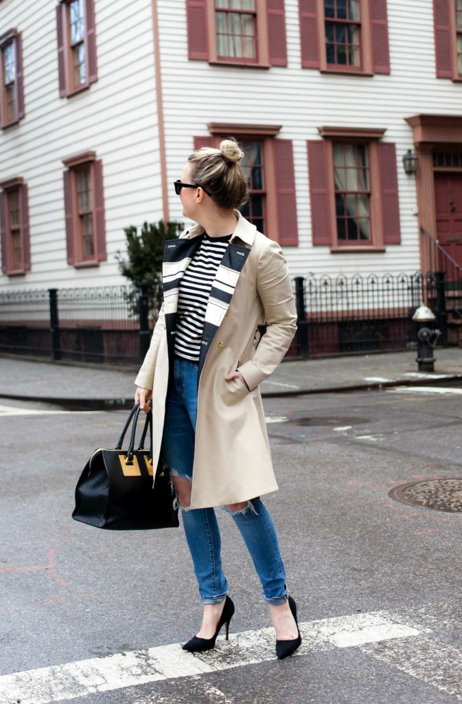 Meghan Donovan of wit & whimsy styles a trench coat