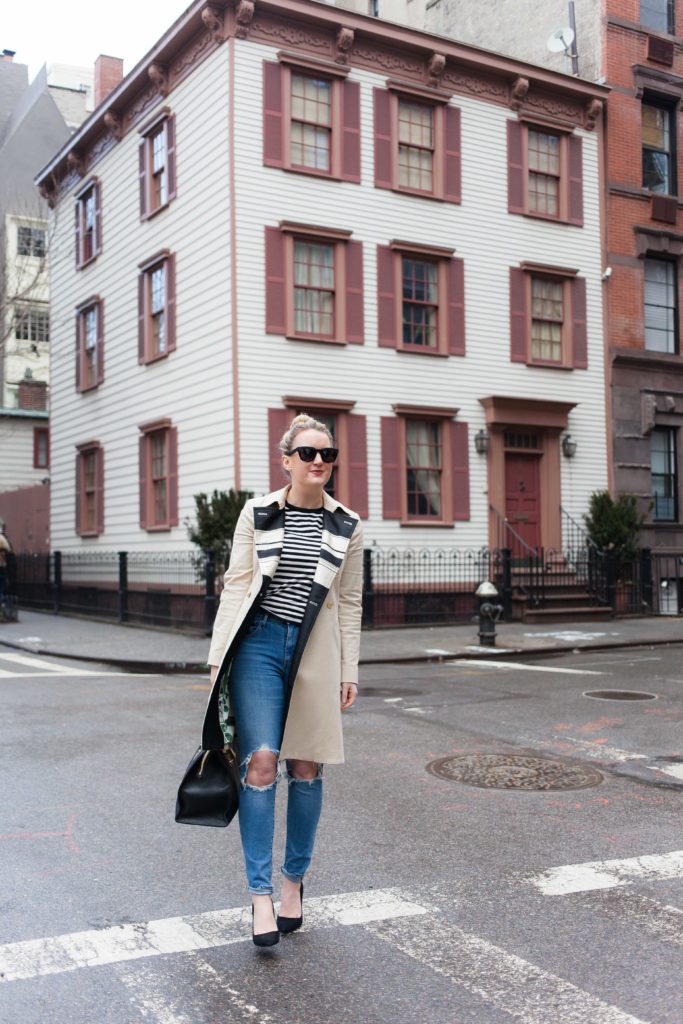 Meghan Donovan of wit & whimsy styles a trench coat