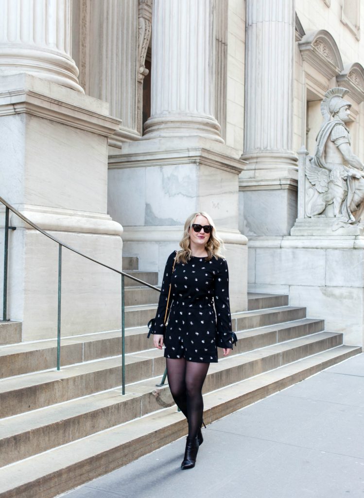 Meghan Donovan of wit & whimsy wears a Club Monaco romper