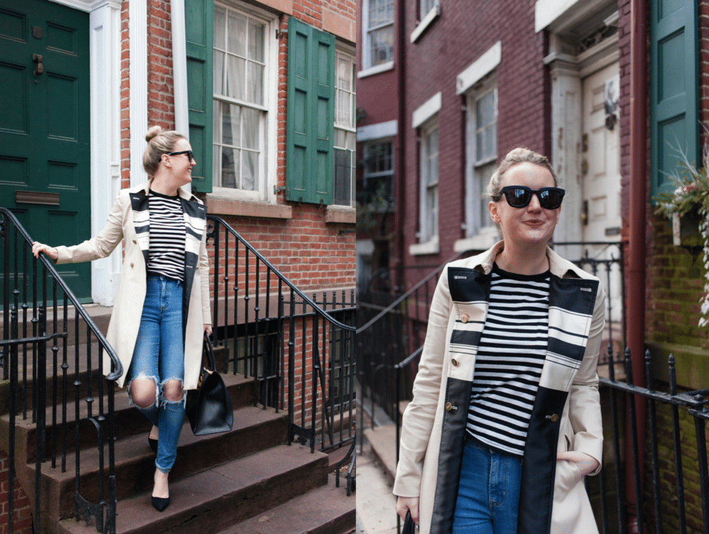 Meghan Donovan of wit & whimsy styles a trench coat