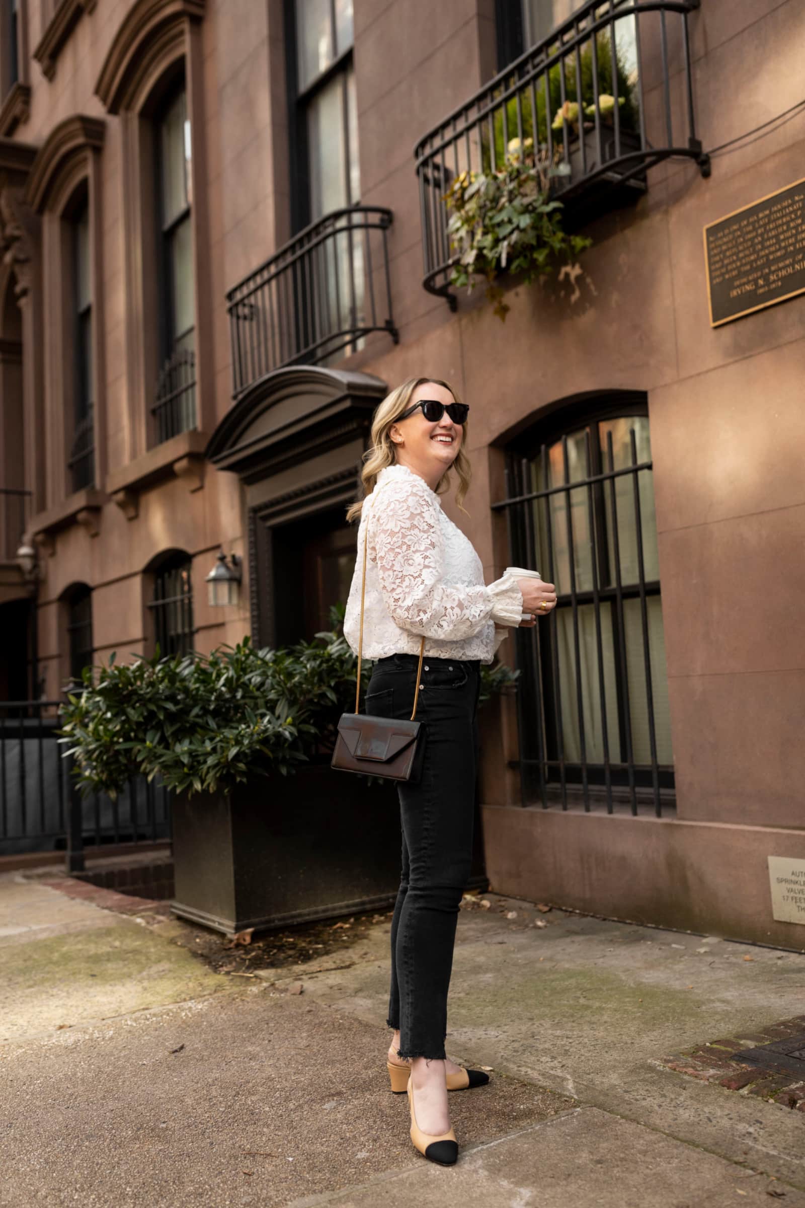Spring Neutrals Outfit featuring Hill House Home Lace Top wit & whimsy