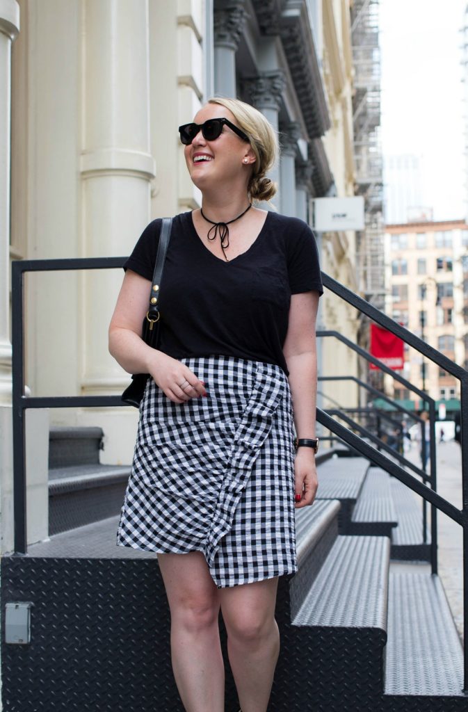 Meghan Donovan of wit & whimsy styles a gingham skirt