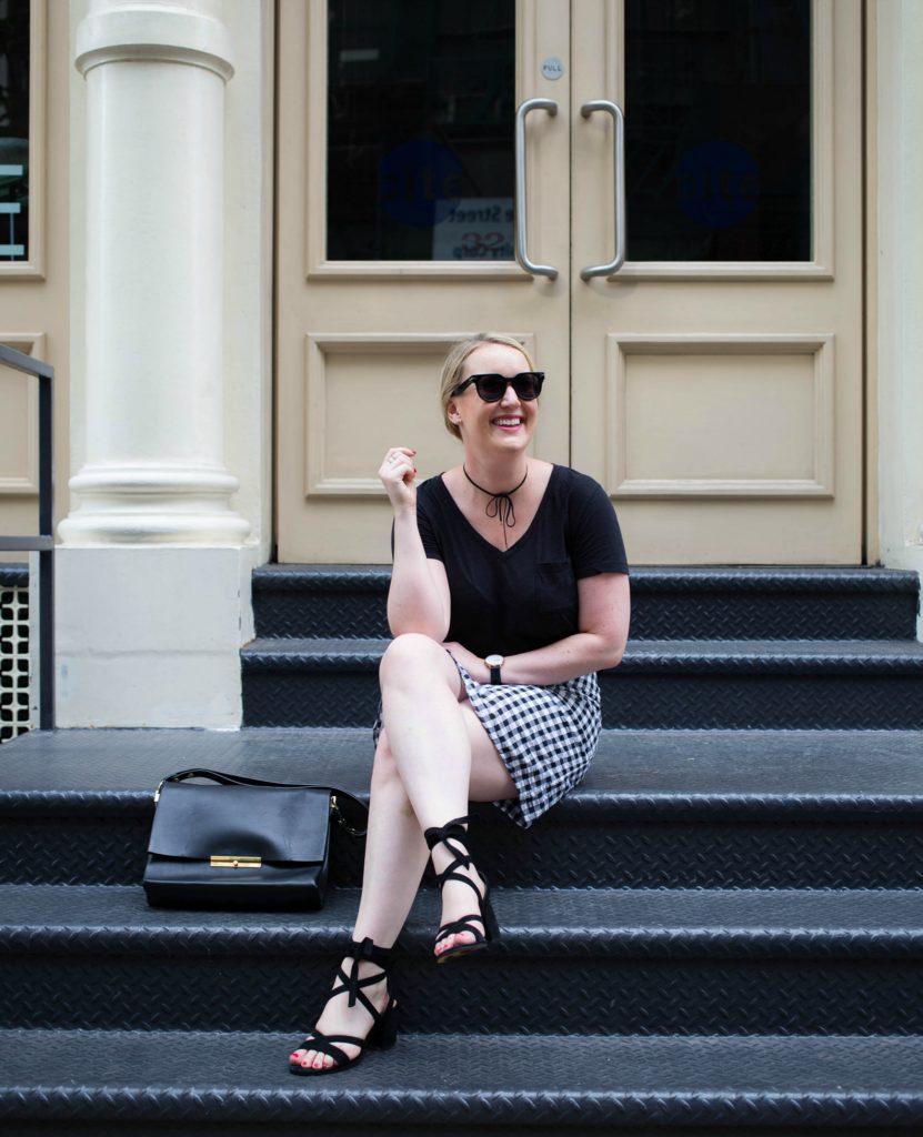 Meghan Donovan of wit & whimsy styles a gingham skirt