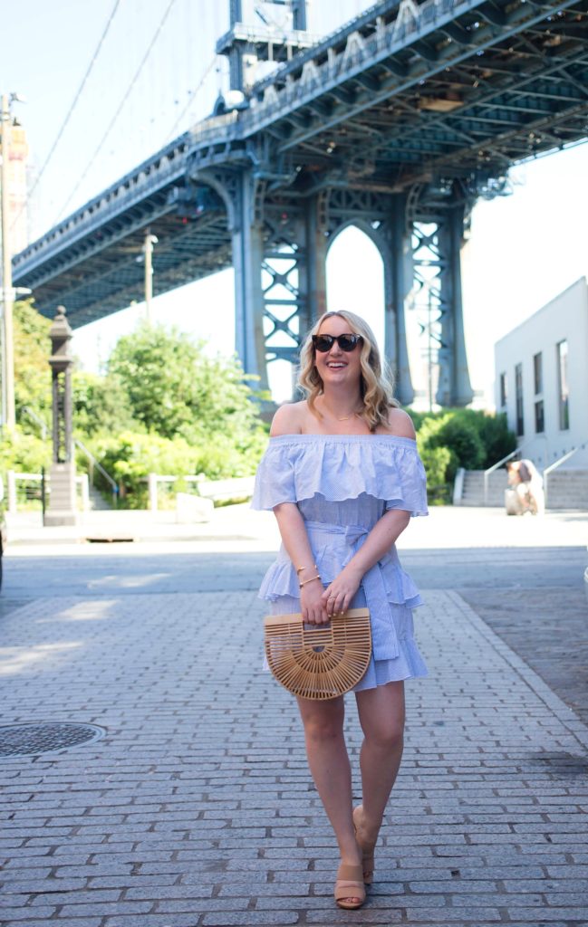 Meghan Donovan of wit & whimsy wears a Topshop Bardot Dress from Nordstrom