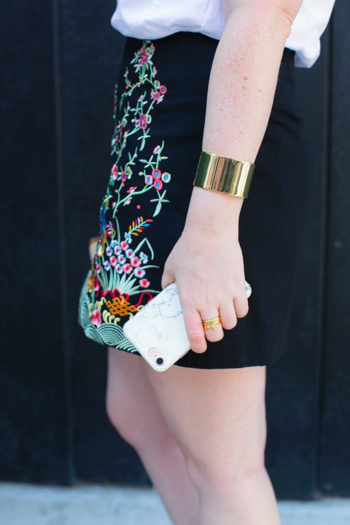 Meghan Donovan of wit & whimsy styles an embroidered skirt