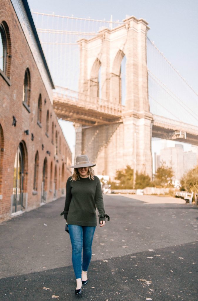 Meghan Donovan of wit & whimsy wears Ann Taylor Sweater; Rag & Bone Hat