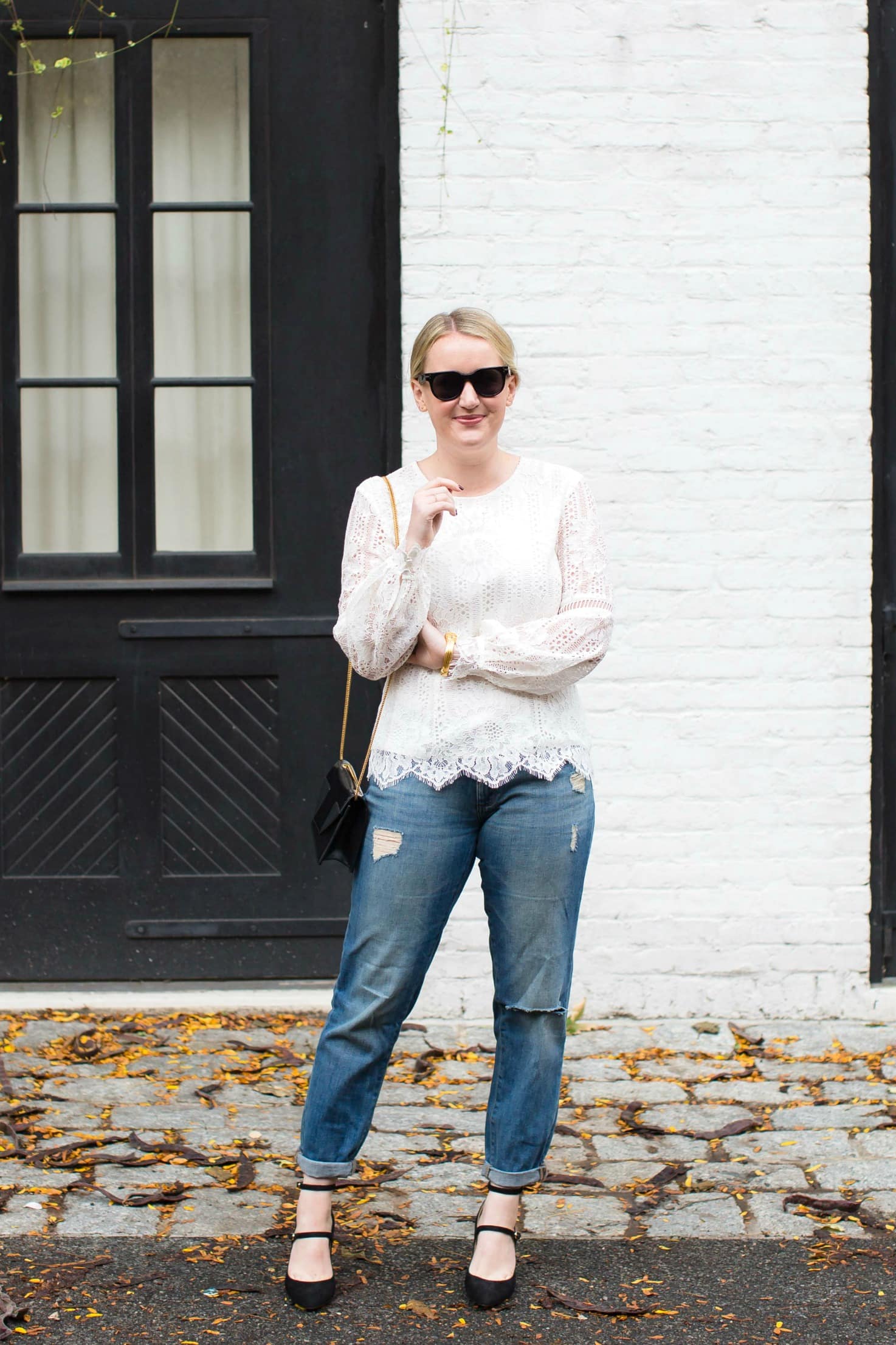 Lace Top & Boyfriend Jeans