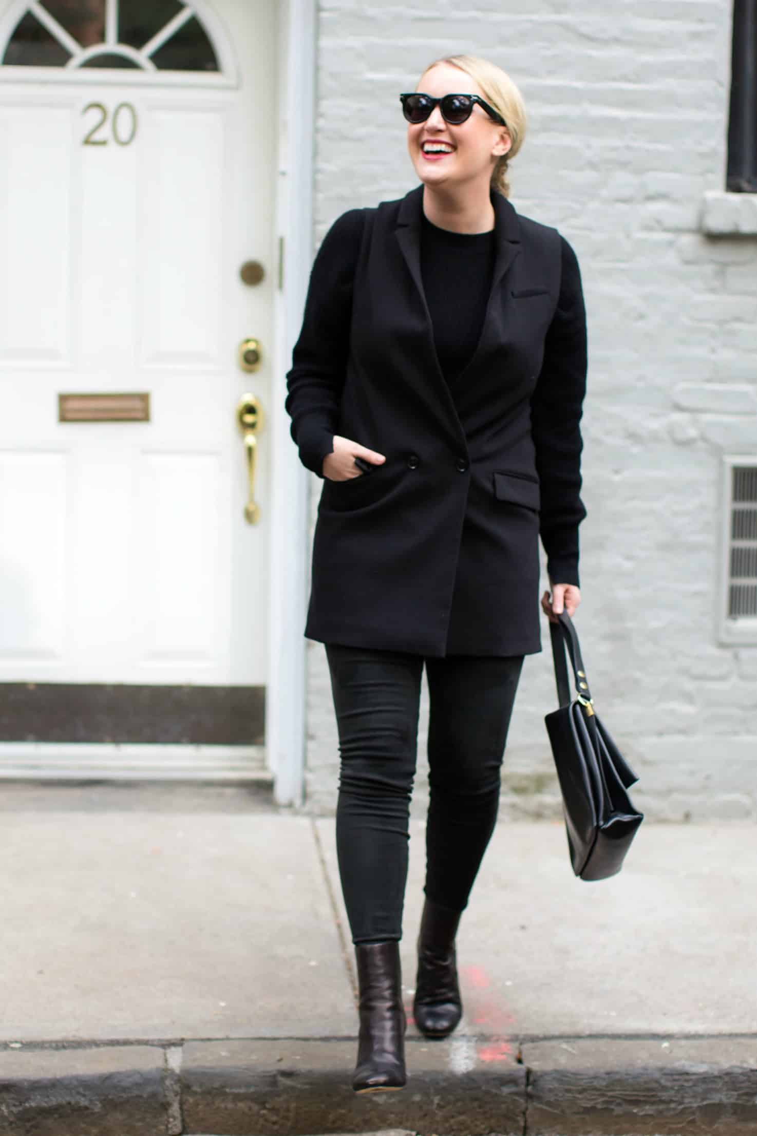 Meghan Donovan of wit & whimsy wears an all black look