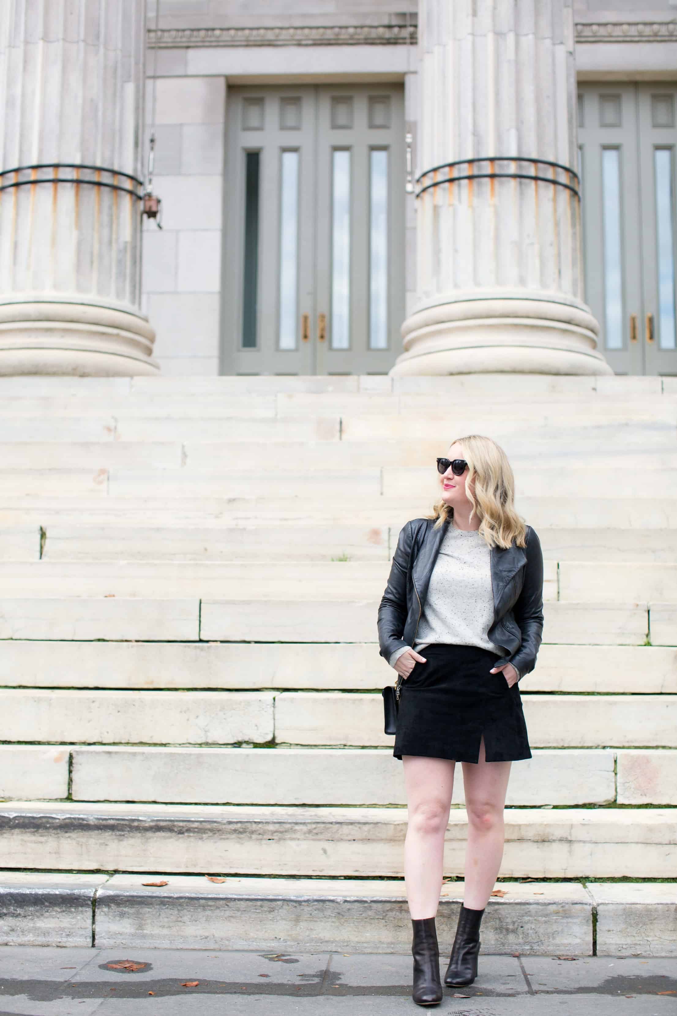 Mini Skirt with Heeled Booties