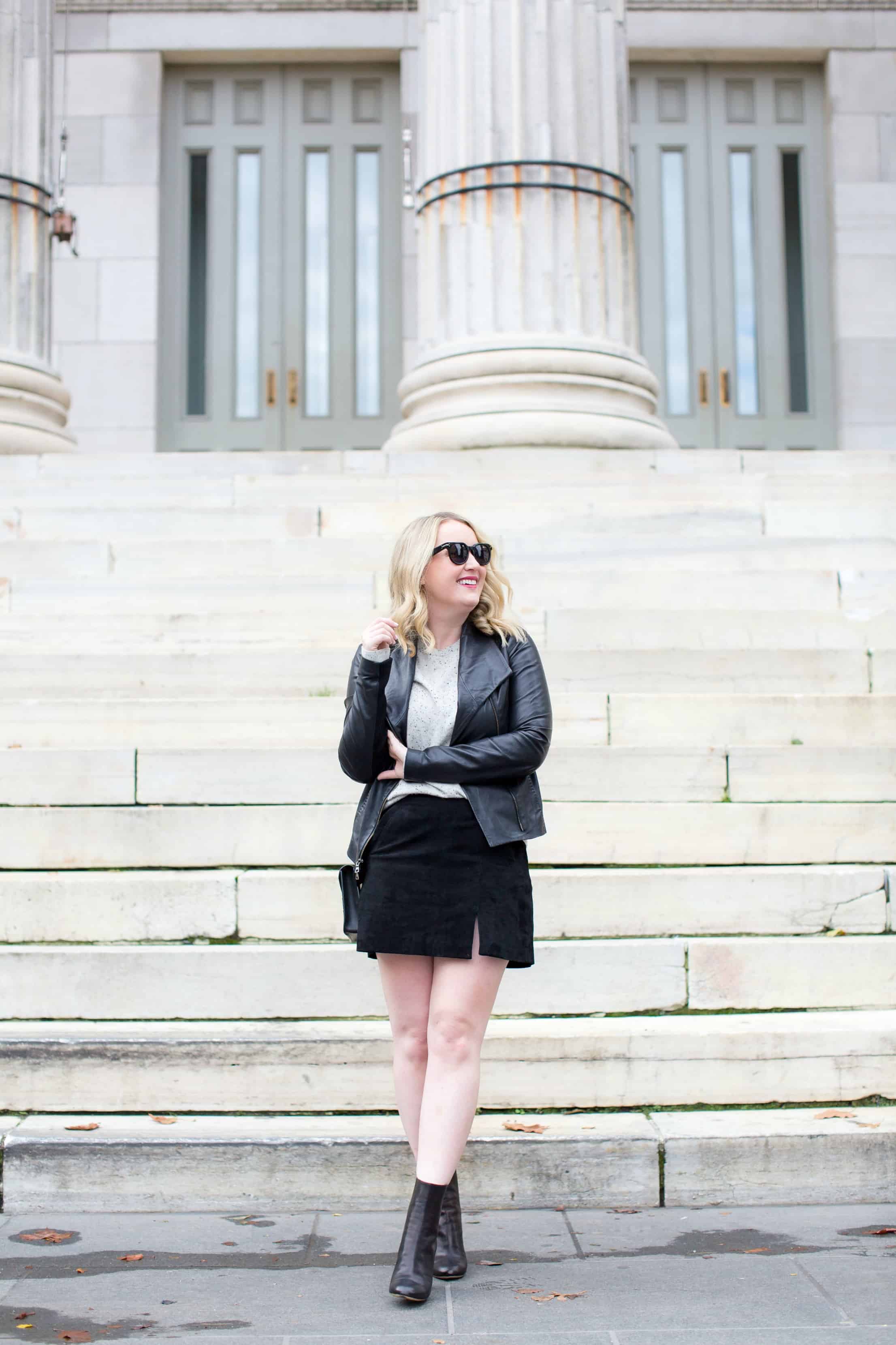 Mini Skirt with Heeled Booties