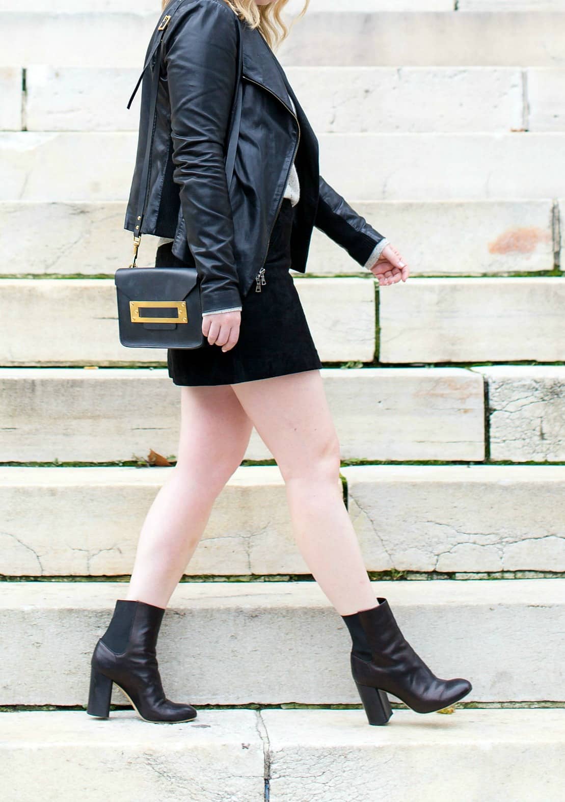 Mini Skirt with Heeled Booties