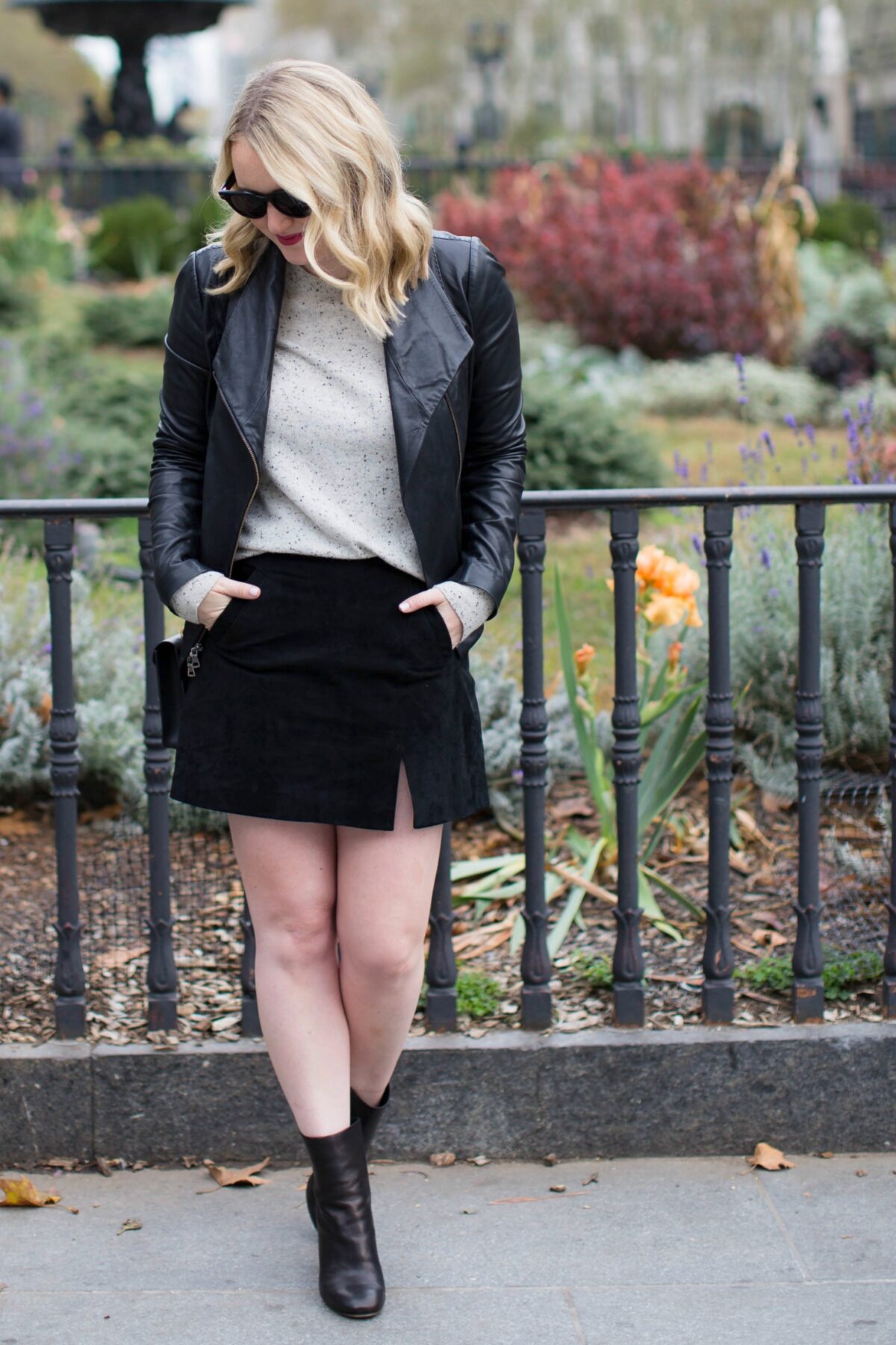 Mini Skirt with Heeled Booties