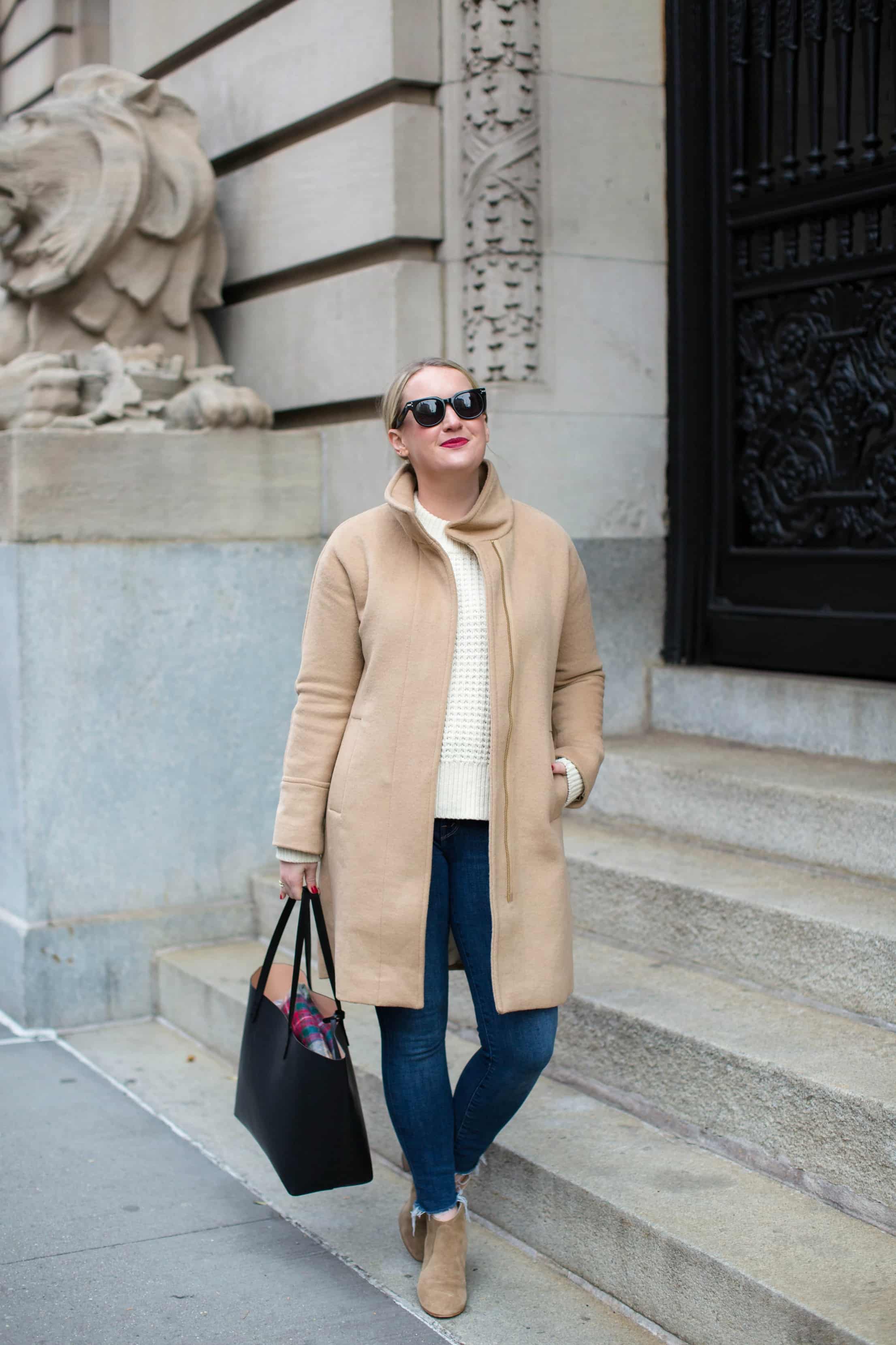 Camel Coat + Cream Sweater styled by Meghan Donovan of wit & whimsy