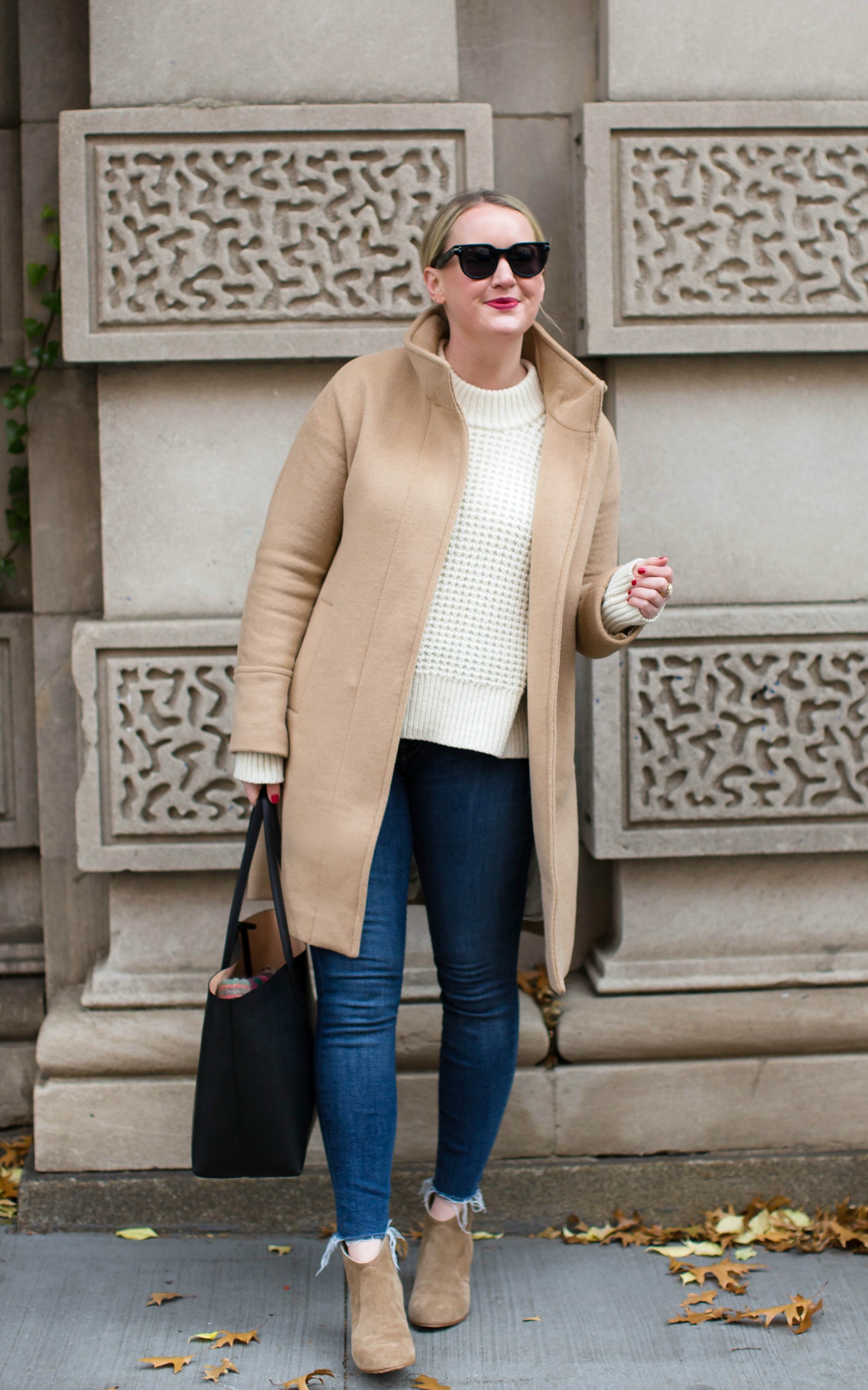 Camel Coat + Cream Sweater styled by Meghan Donovan of wit & whimsy