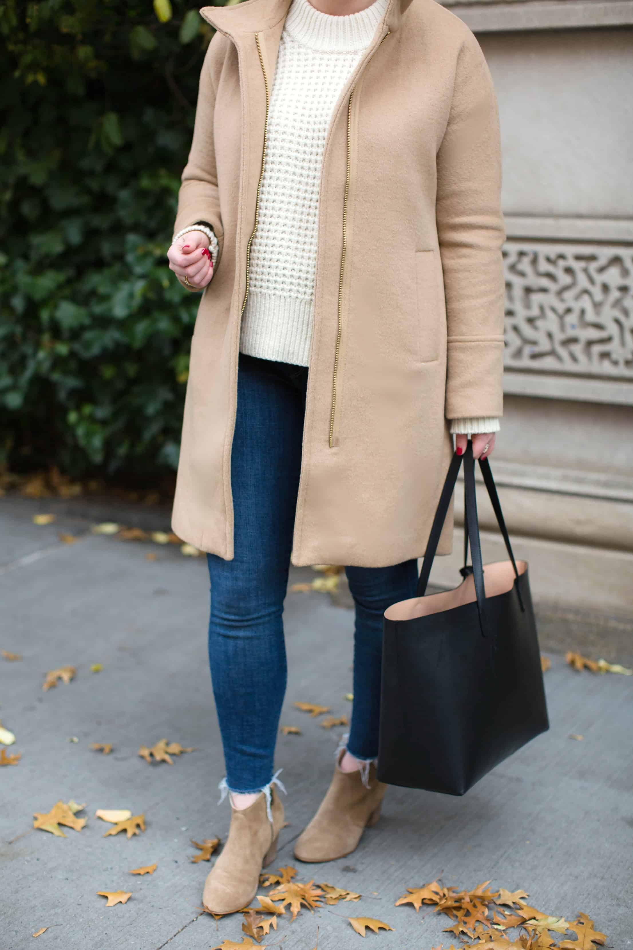Camel Coat + Cream Sweater styled by Meghan Donovan of wit & whimsy