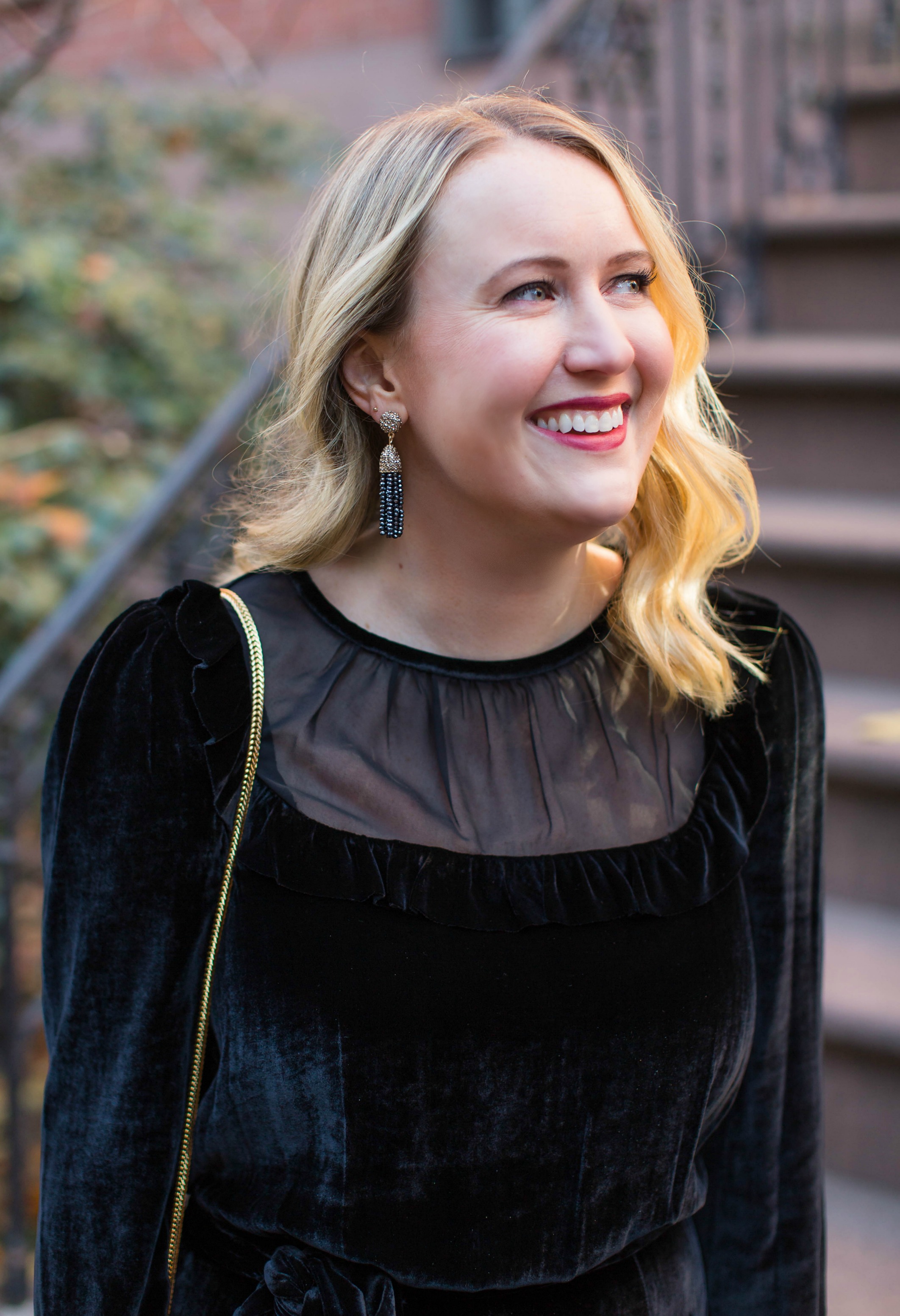 Meghan Donovan of wit & whimsy wears BaubleBar's Mini Piñata Earrings